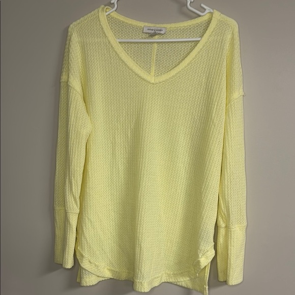 Vintage America Yellow Ribbed Long Sleeve Hoodie - Picture 1 of 4